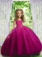 2016 Summer Discount Beading and Appliques Fuchsia Little Girl Pageant Dress