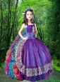 New Style 2016 Fall Strapless Multi Color Little Girl Pageant Dress with Ruffles