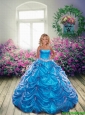 New Style 2016 Summer Blue Little Girl Pageant Dress with Beading and Pick-ups