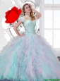 2016 Elegant Multi Color Sweet 15 Dresses with Beading and Ruffles