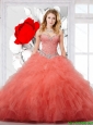 2016 New Style Appliques and Ruffles Quinceanera Dresses in Orange Red