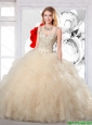 Champagne 2016 New Arrival Quinceanera Dresses with Beading and Ruffles