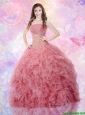 Luxurious Sweetheart Beaded and Ruffles Quinceanera Gowns in Tulle