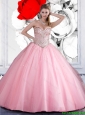 Perfect 2016 Sweetheart Ball Gown Pink Sweet 16 Dresses with Beading