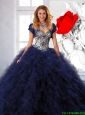 Trendy Navy Blue Quinceanera Dresses with Appliques and Ruffle for 2016