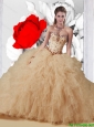 2016 Elegant Quinceanera Dresses with Beading and Ruffles in Champagne