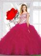 New Arrival Appliques and Ruffles Fuchsia Dresses for Quinceanera