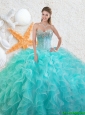 Popular Sweetheart 2015 Quinceanera Dresses in Aqua Blue