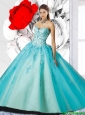 Romantic Sweetheart Brush Train Quinceanera Dresses with Appliques for 2016