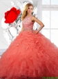 Beautiful Beaded and Ruffles Quinceanera Dresses in Orange Red for 2016