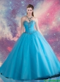 Elegant Sweetheart Beaded and Sequins Sweet 16 Dresses in Blue