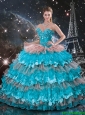 Luxurious Ruffled Layers Sweetheart Quinceanera Dresses with Appliques