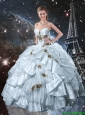 New Style 2016 Sweetheart Appliques Quinceanera Dresses in White