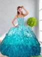2016 Spring Pretty Multi Color Quinceanera Gown with Ruffles and Beading