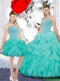 Elegant 2015 Winter Straps Ball Gown Detachable Quinceanera Dresses in Turquoise