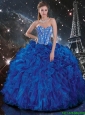 Popular 2015 Summer Royal Blue Quinceanera Dresses with Beading and Ruffles