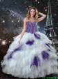 2016 Spring Pretty Sweetheart Beaded Quinceanera Dresses in White and Purple