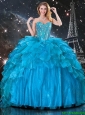 2016 Summer Cheap Ball Gown Beaded Detachable Quinceanera Gowns in Blue