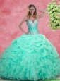 2016 Elegant Summer Apple Green Quinceanera Dresses with Beading and Ruffles