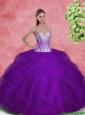 2016 Popular Sweetheart Beaded and Ruffles Sweet 16 Dresses in Purple