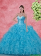 Elegant Ball Gown Beaded Quinceanera Dresses in Aqua Blue