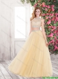 Discount 2015 A Line Prom Gowns with Beading in Champagne