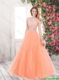 2015 Elegant A Line Prom Dresses with Beading in Orange