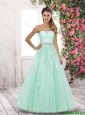 2015 Fall Elegant Strapless Side Zipper Prom Dresses in Apple Green
