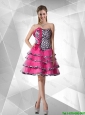 2016 Spring Discount A Line Strapless Zebra Dama Dresses with Ruffled Layers