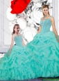 2015 Fall New Style Ball Gown Straps Macthing Sister Dresses in Turquoise