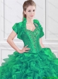 Latest Halter Top Quinceanera Dresses with Beading and Ruffles in green