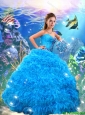 Pretty Sweetheart Quinceanera Dresses with Beading and Ruffles in Blue