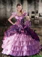 Dynamic V Neck Pick Ups Quinceanera Dresses with Ruffled Layers