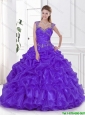 New Arrival Beading and Ruffles Sweet 15 Dresses in Eggplant Purple