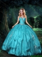 2015 Feminine Sweetheart Quinceanera Dresses with Appliques and Ruffles