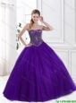 2016 Hot Sale Beaded Purple Quinceanera Dresses with Strapless