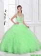 Beautiful Open Back Spring Green Sweet 16 Dresses with Ruffles