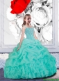 Lovely Straps Turquoise Organza  Mini Quinceanera Dresses for 2016