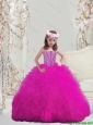 Modern Ball Gown Fuchsia Mini Quinceanera Dresses with Beading and Ruffles