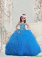 Perfect Spaghetti Teal Mini Quinceanera Dresses with Beading and Ruffles