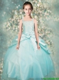 Popular Straps Beaded Mini Quinceanera  Dresses in Aqua Blue for 2016