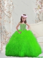 Suitable Spring Green Spaghetti Mini Quinceanera Dresses with Beading and Ruffles
