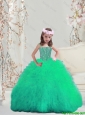 Sweet Spaghetti Apple Green Mini Quinceanera Dresses with Beading and Ruffles