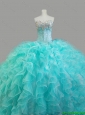 Summer Elegant Beaded Sweetheart Quinceanera Dresses in Aqua Blue