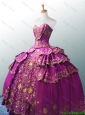 2016 Beautiful Sweetheart Ball Gown Fuchsia Quinceanera Dresses with Appliques