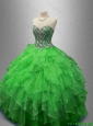 2016 Elegant Fashionable Beaded Sweetheart Quinceanera Dresses in Green