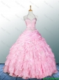 2016 Elegant Pretty Halter Top Pink Quinceanera Dresses with Appliques