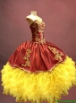 2016 New arrival Beautiful Wine Red and Yellow Sweet 16 Dresses with Appliques and Ruffles