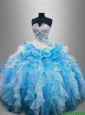 2016 New arrival Elegant Strapless Beaded and Ruffles Quinceanera Gowns in Multi Color