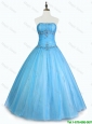 2016 Pretty Simple Strapless Beaded Quinceanera Dresses with Floor Length